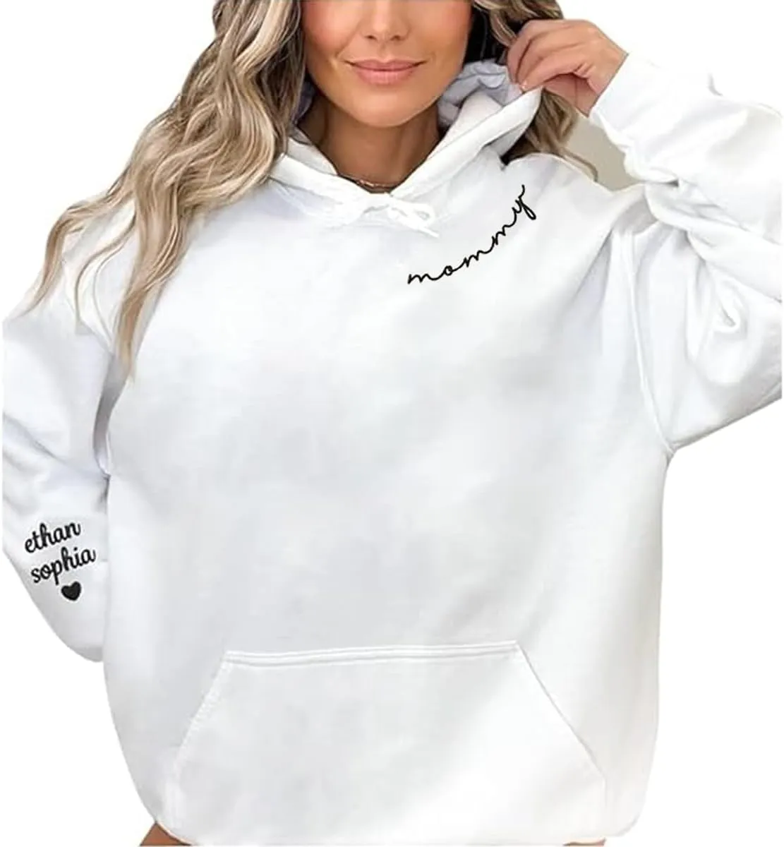 Personalized Embroidered Mama Sweatshirt with Kid Names On Sleeve, Mom Sweatshirt for Women, Gifts for Mom Grandma