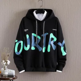 Printed Letter Loose Casual Hoodie – Long-Sleeved Fashion Hoodie Cotton