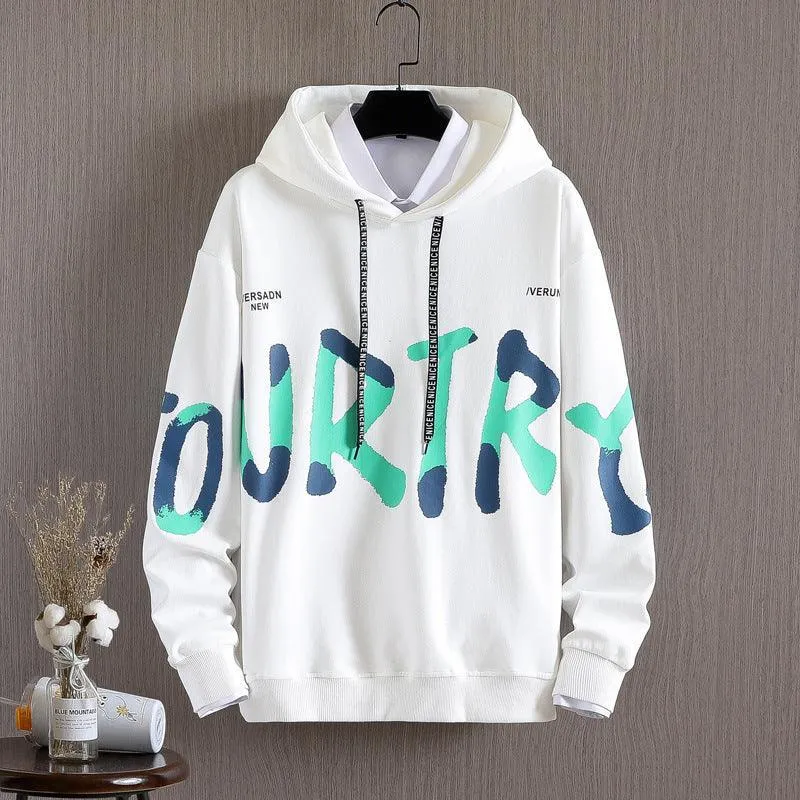 Printed Letter Loose Casual Hoodie – Long-Sleeved Fashion Hoodie Cotton