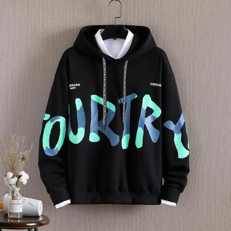 Printed Letter Loose Casual Hoodie – Long-Sleeved Fashion Hoodie Cotton