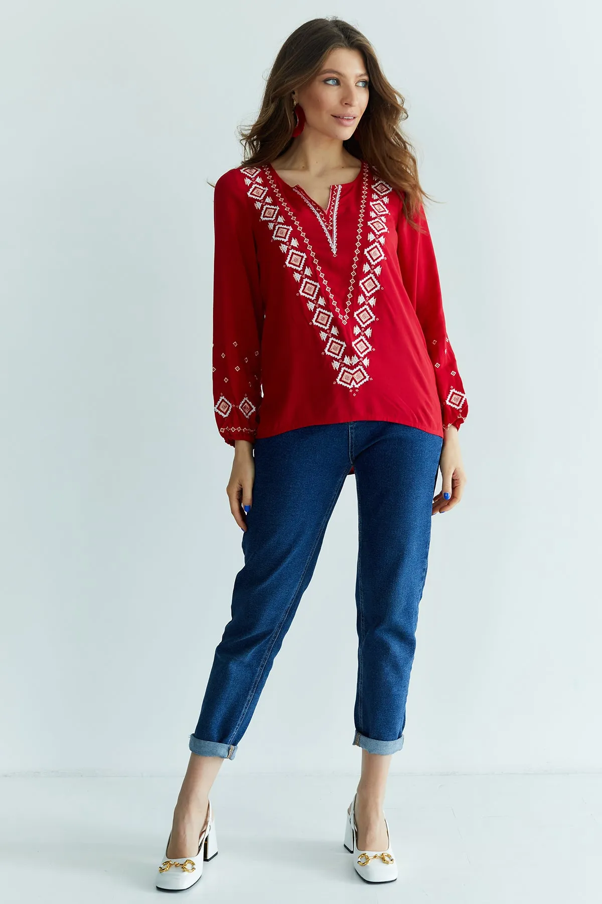 Red Bohemian Blouse