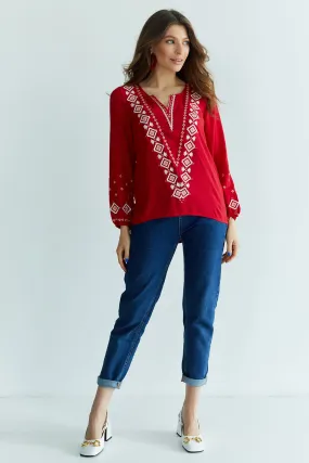 Red Bohemian Blouse