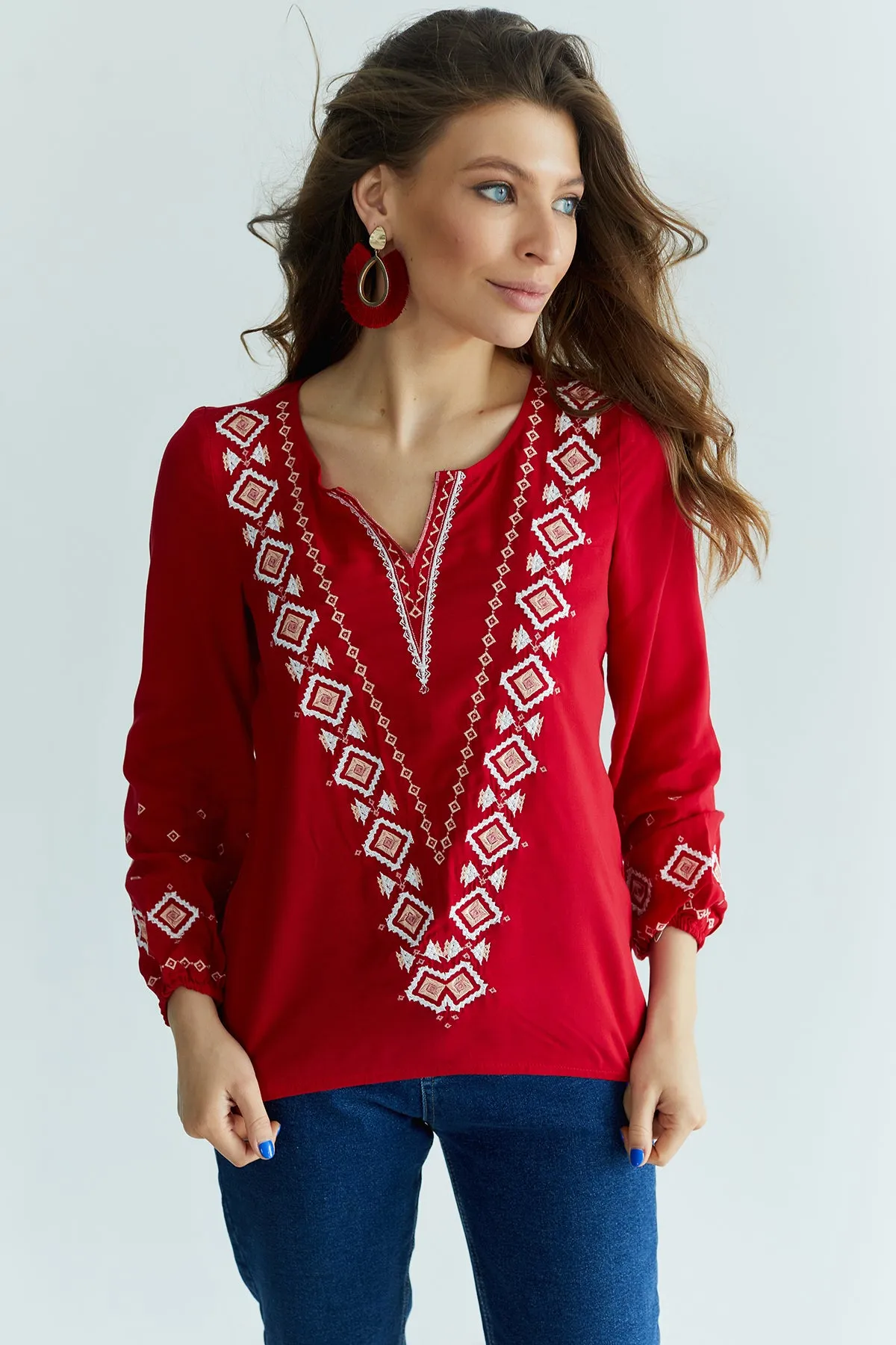 Red Bohemian Blouse