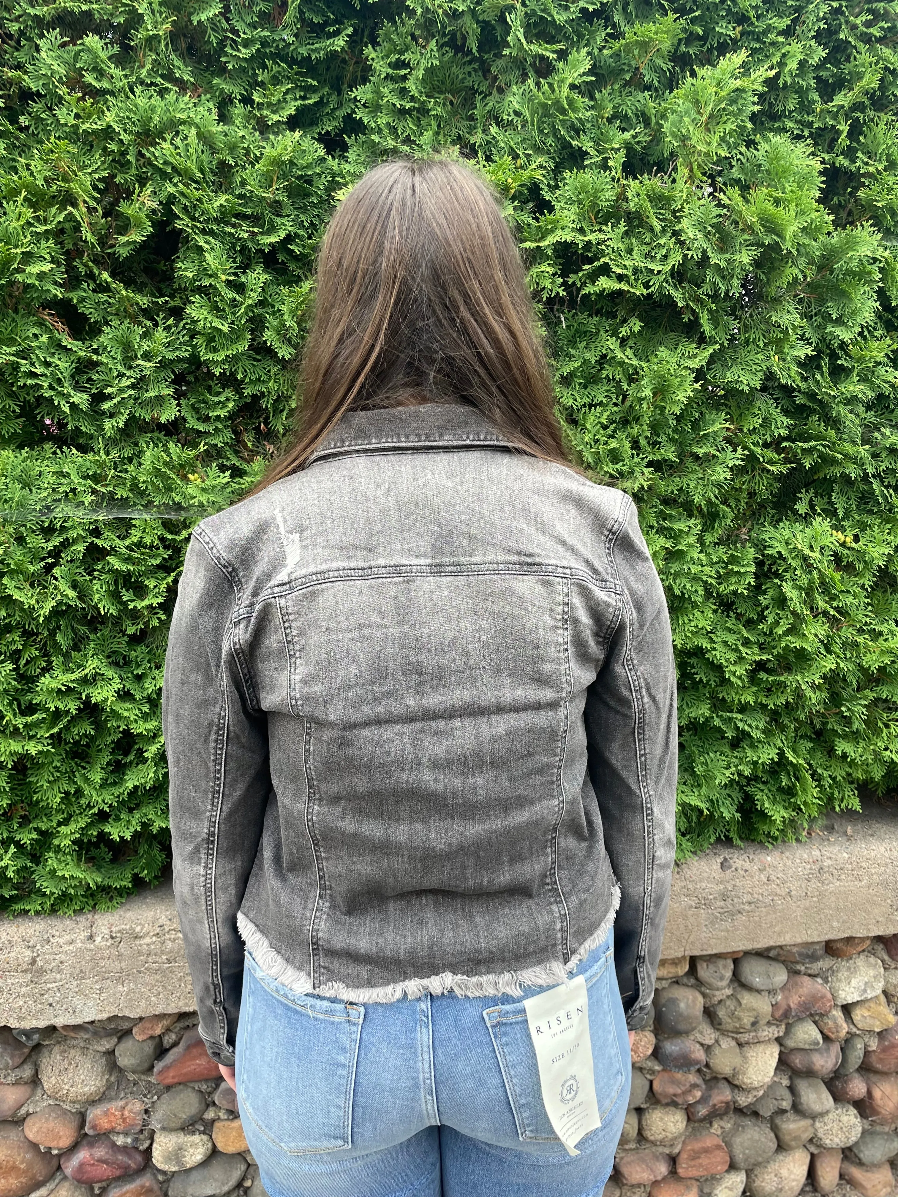 Risen Frayed Hem Washed Jacket
