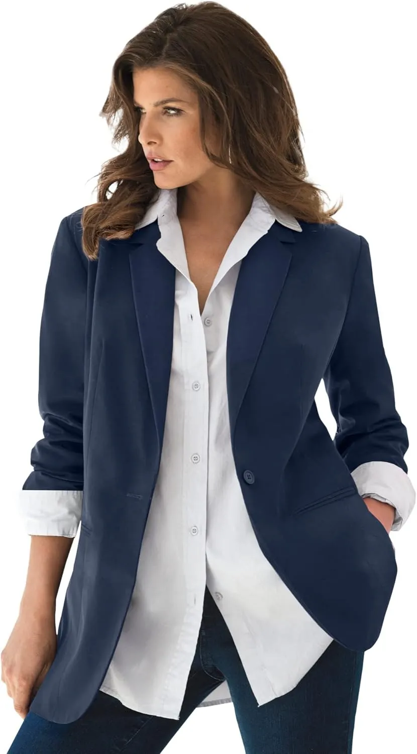 Roaman's Women's Plus Size Boyfriend Blazer
