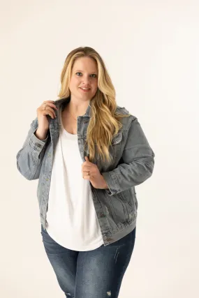 Sabrina Distressed Denim Jacket Curvy