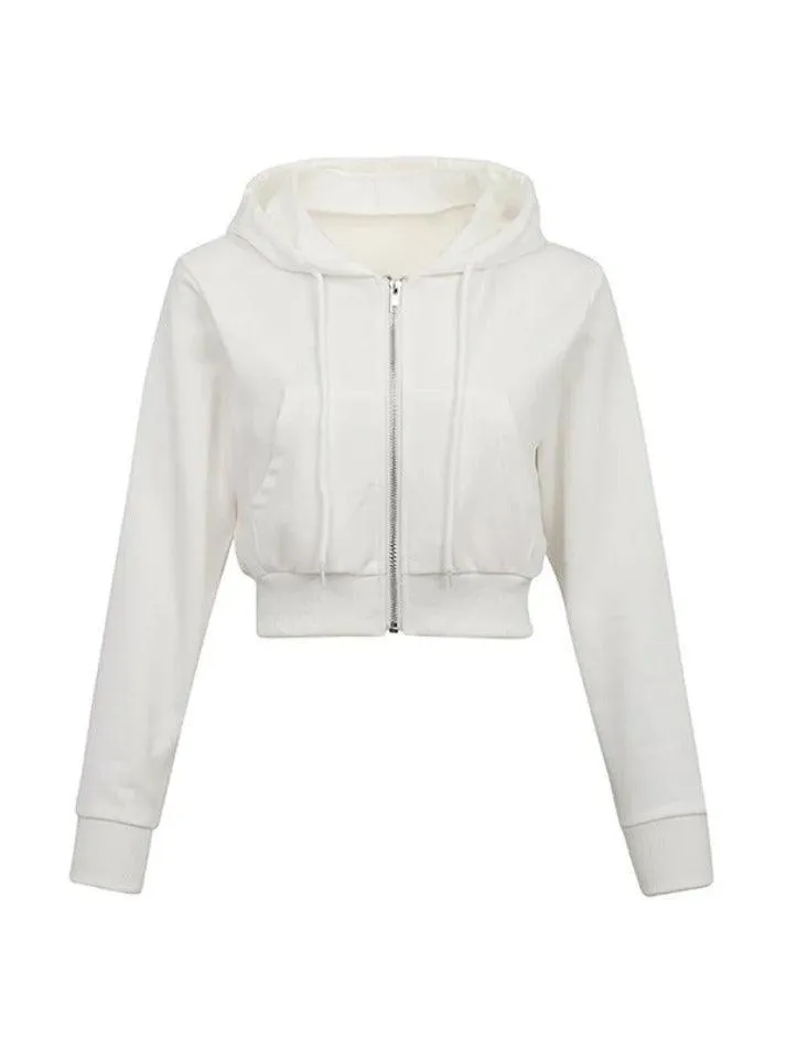 Short Solid Color Crop Oversized Hoodie