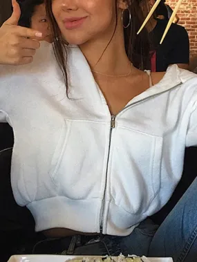 Short Solid Color Crop Oversized Hoodie