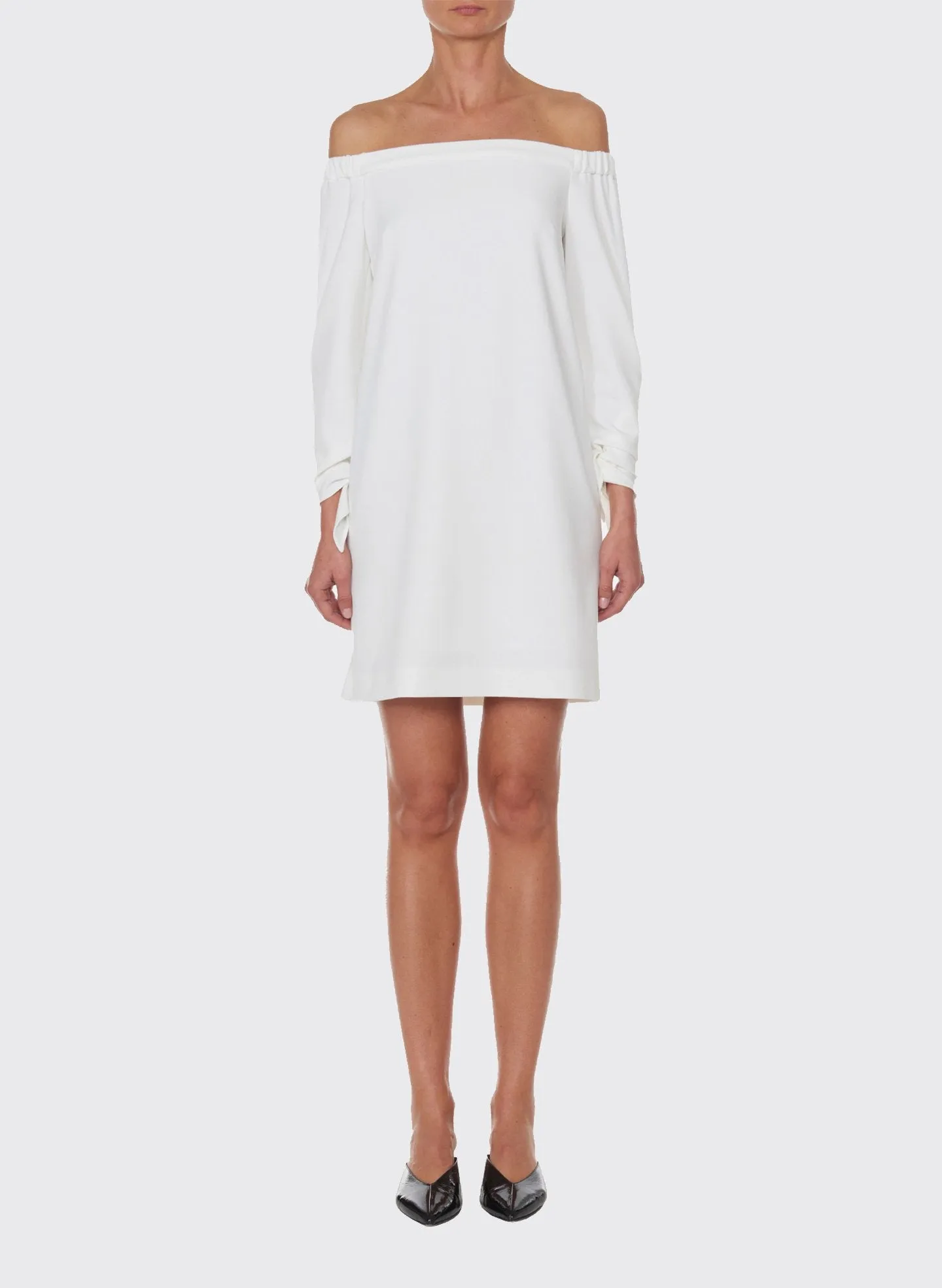 Structured Crepe Off-the-Shoulder Dress