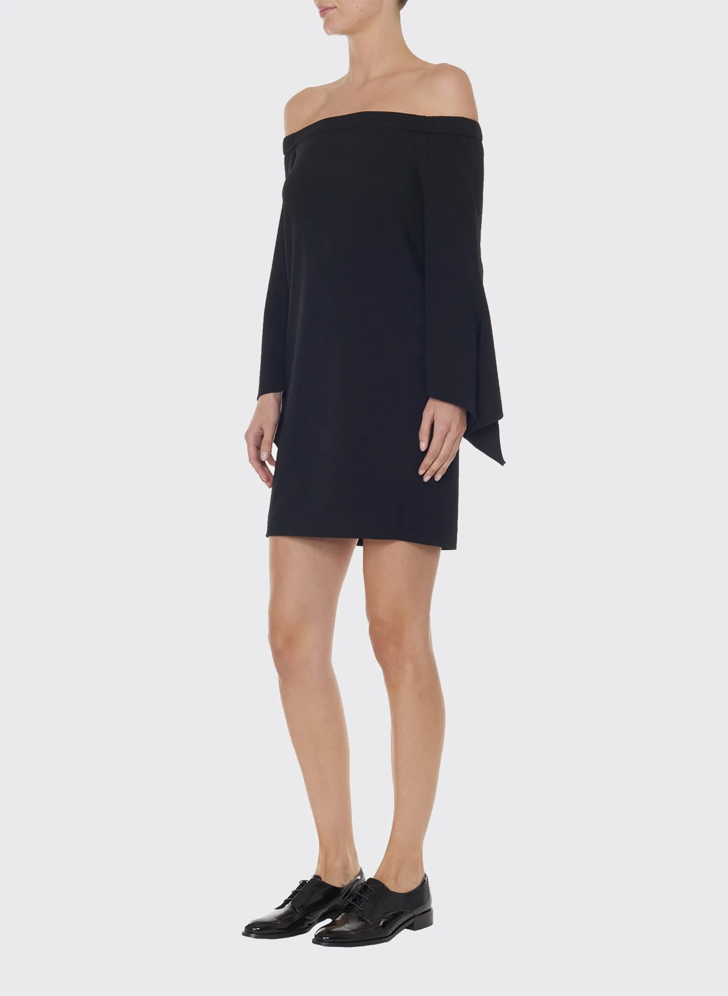 Structured Crepe Off-the-Shoulder Dress