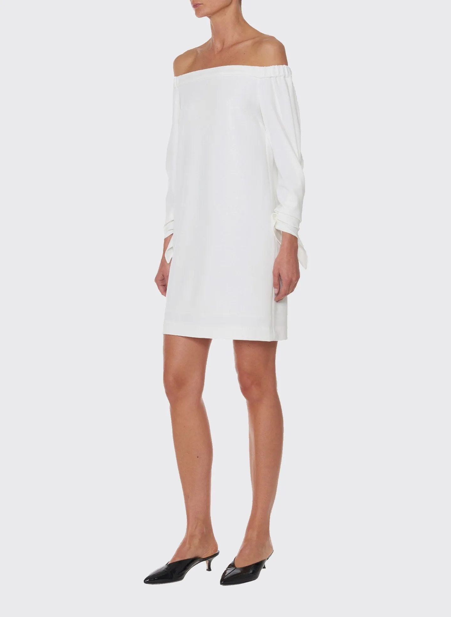 Structured Crepe Off-the-Shoulder Dress