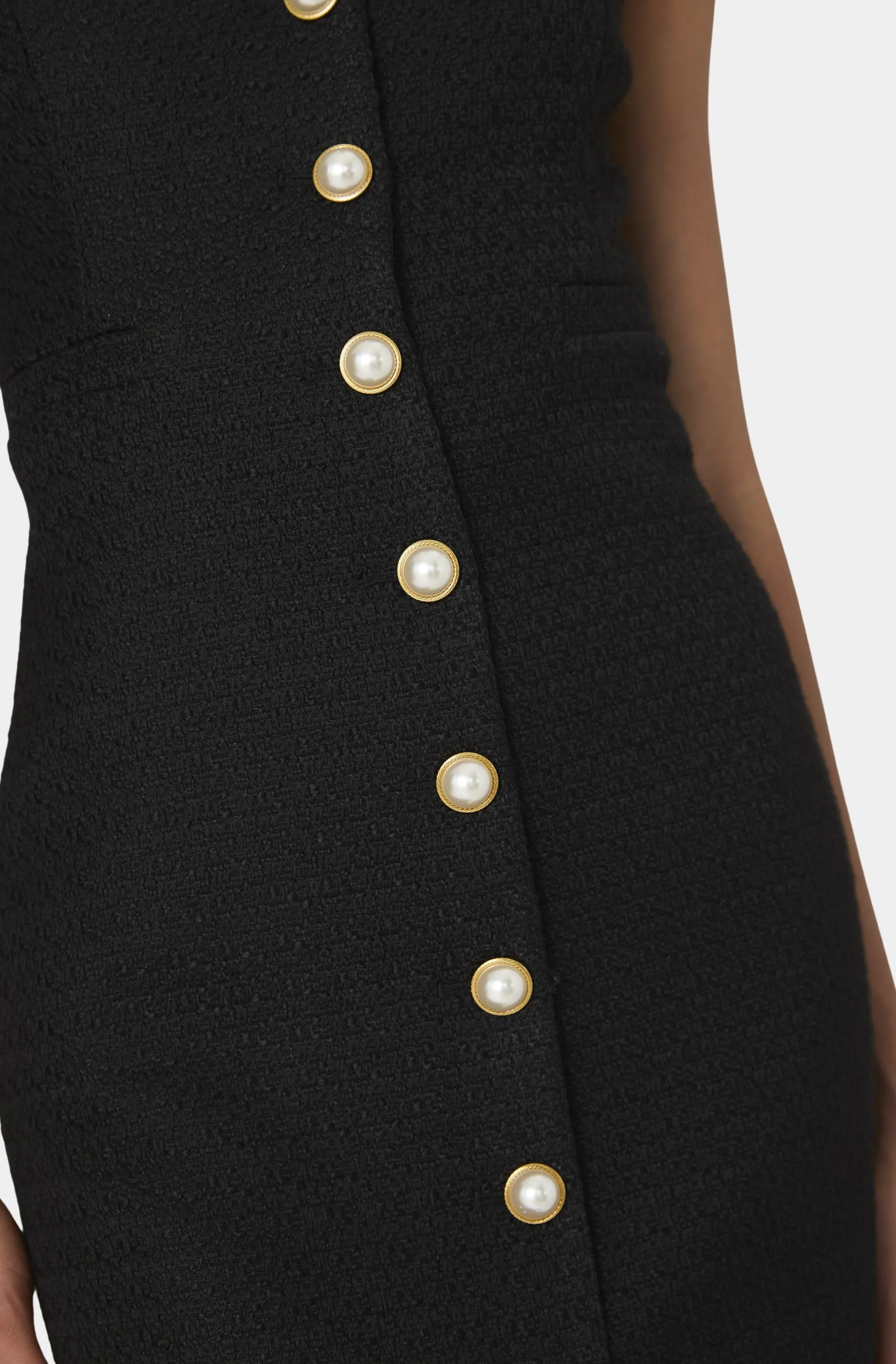 Structured Tweed Button Front Dress