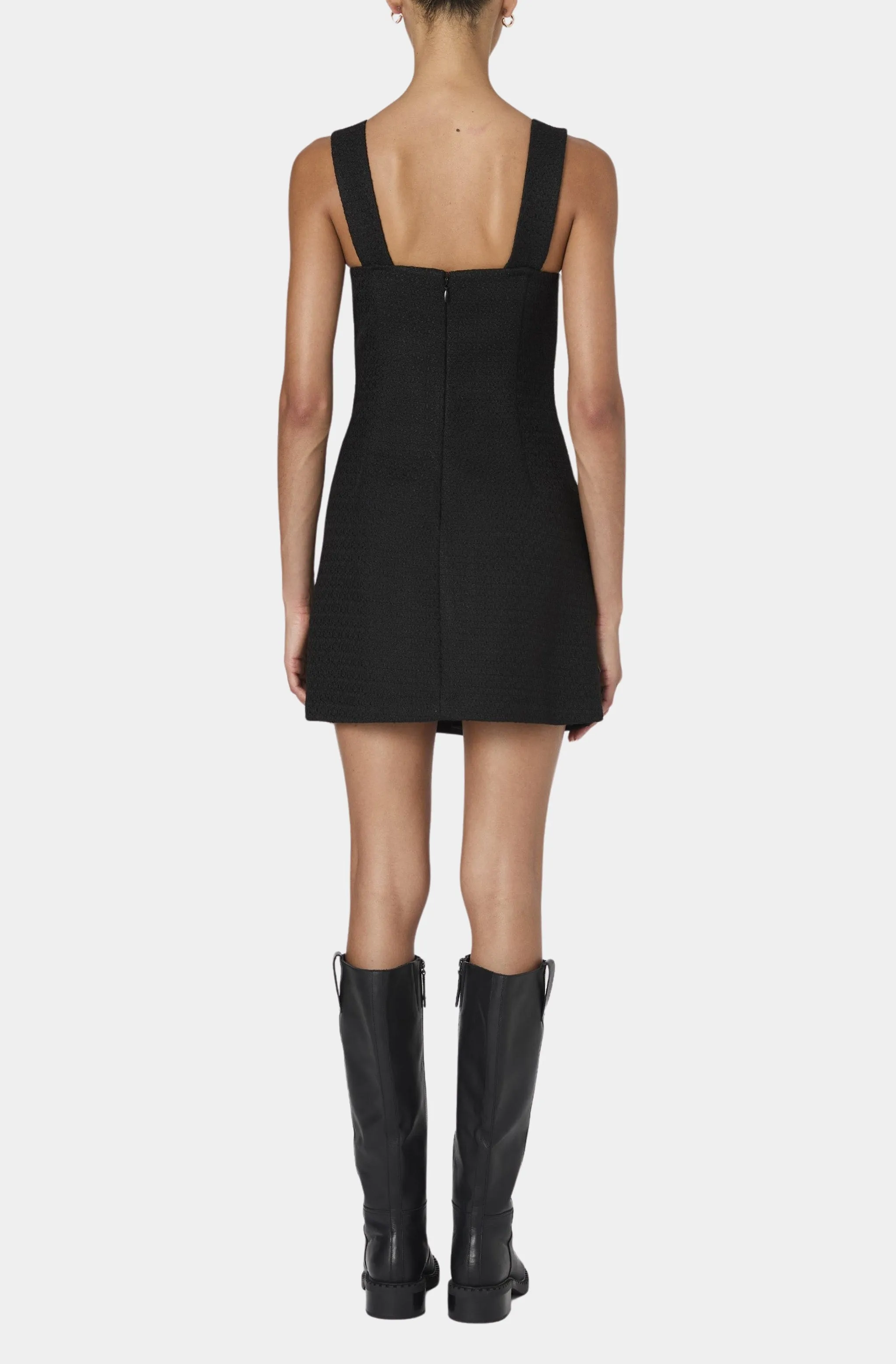 Structured Tweed Button Front Dress