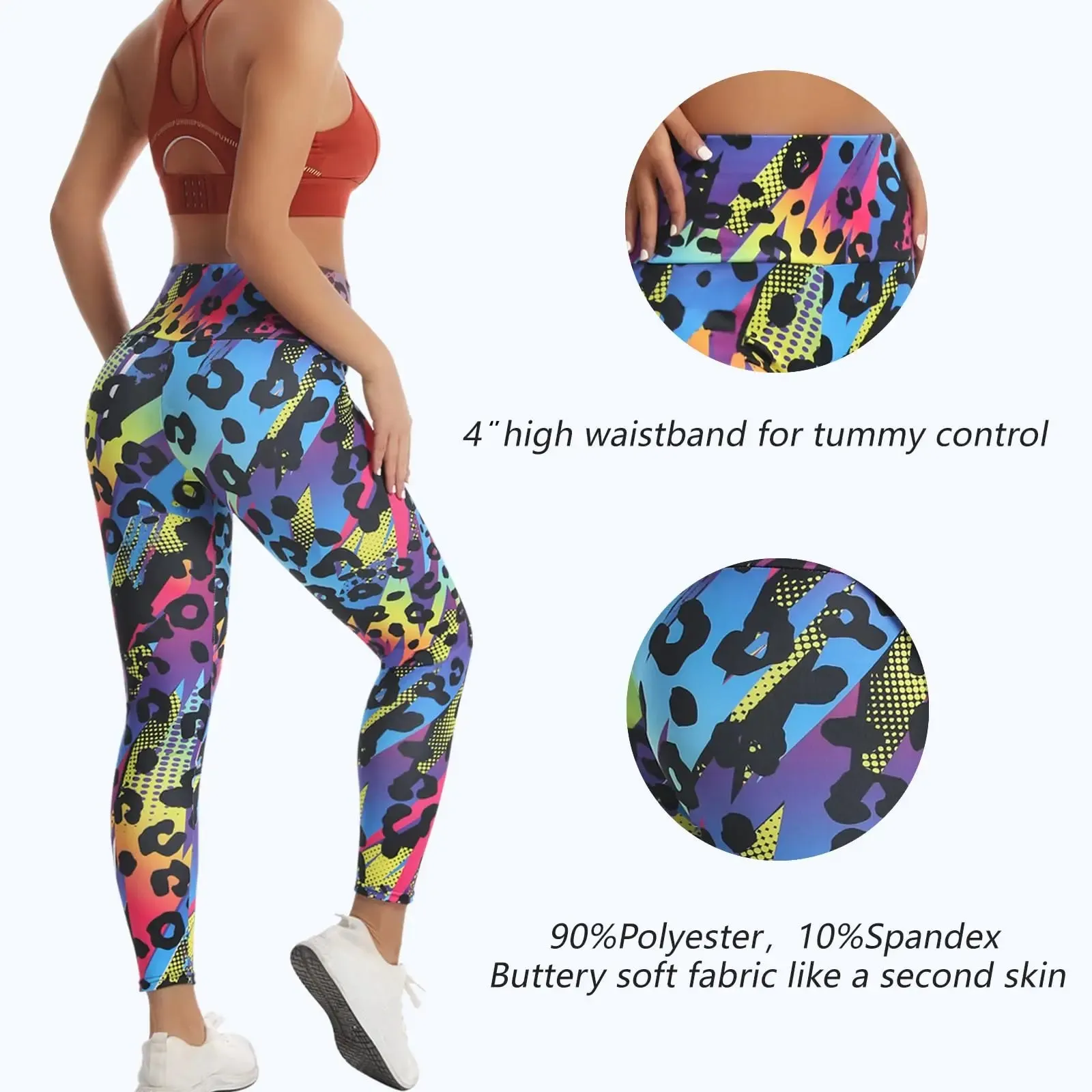 Stylish High-Waisted Women's Yoga Leggings with Vibrant Graffiti Print - Stretchy, Comfortable, and Flattering Activewear for Gym and Fitness