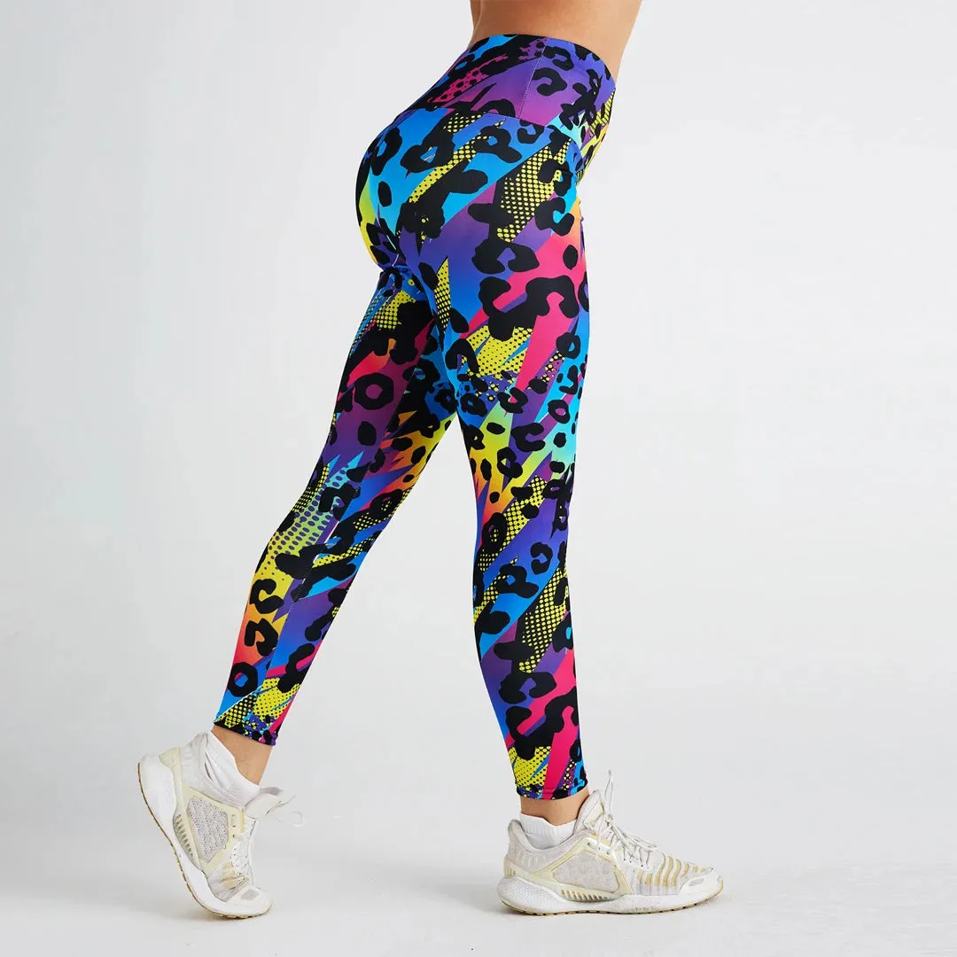 Stylish High-Waisted Women's Yoga Leggings with Vibrant Graffiti Print - Stretchy, Comfortable, and Flattering Activewear for Gym and Fitness