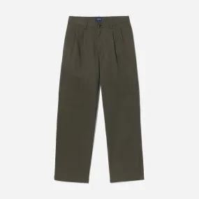 Twill Double-Pleat Pant - Olivewood