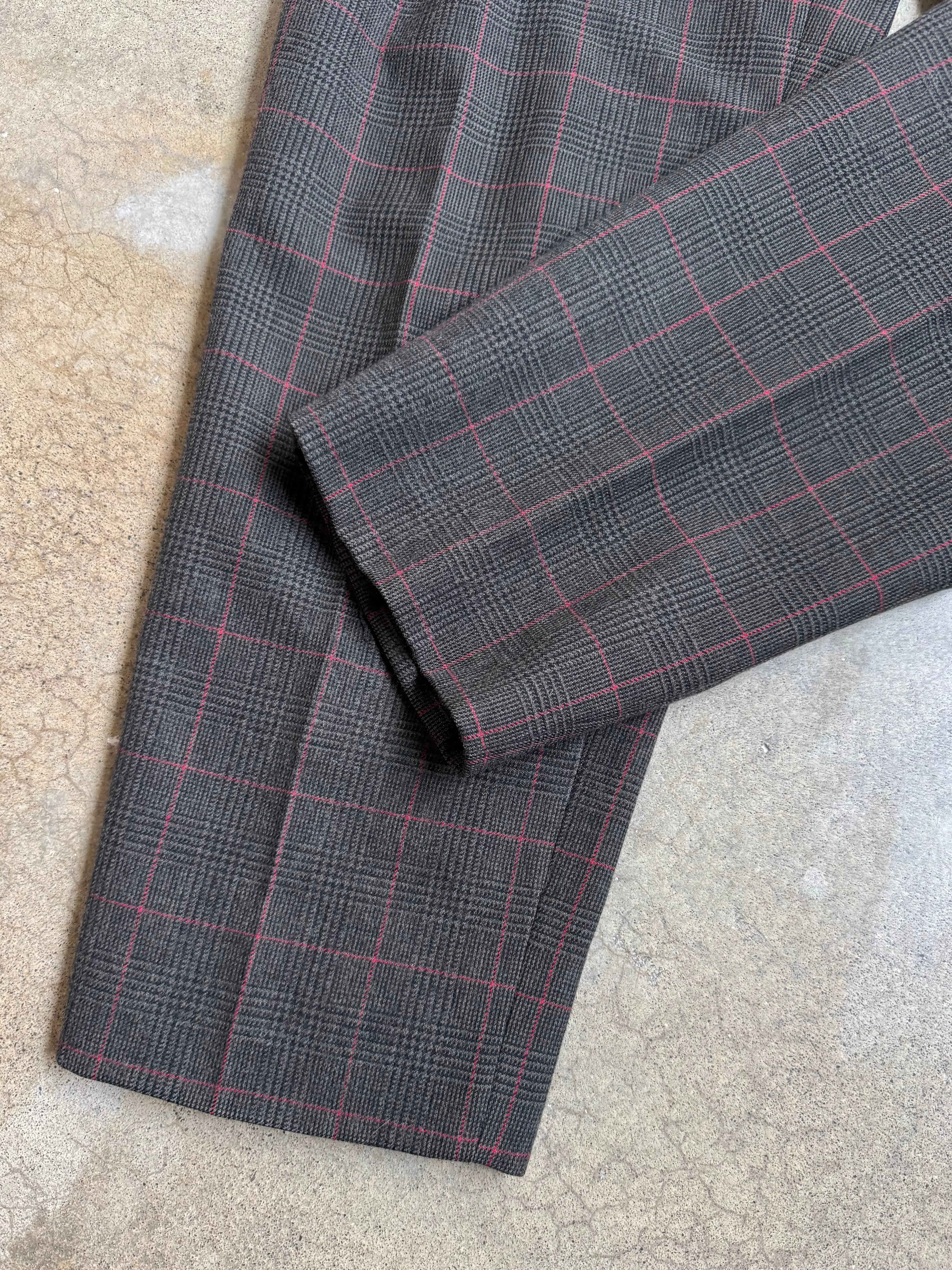 Vintage Collectible Gold Giorgio Sant’Angelo Charcoal Plaid Pleated Trousers (W29”)