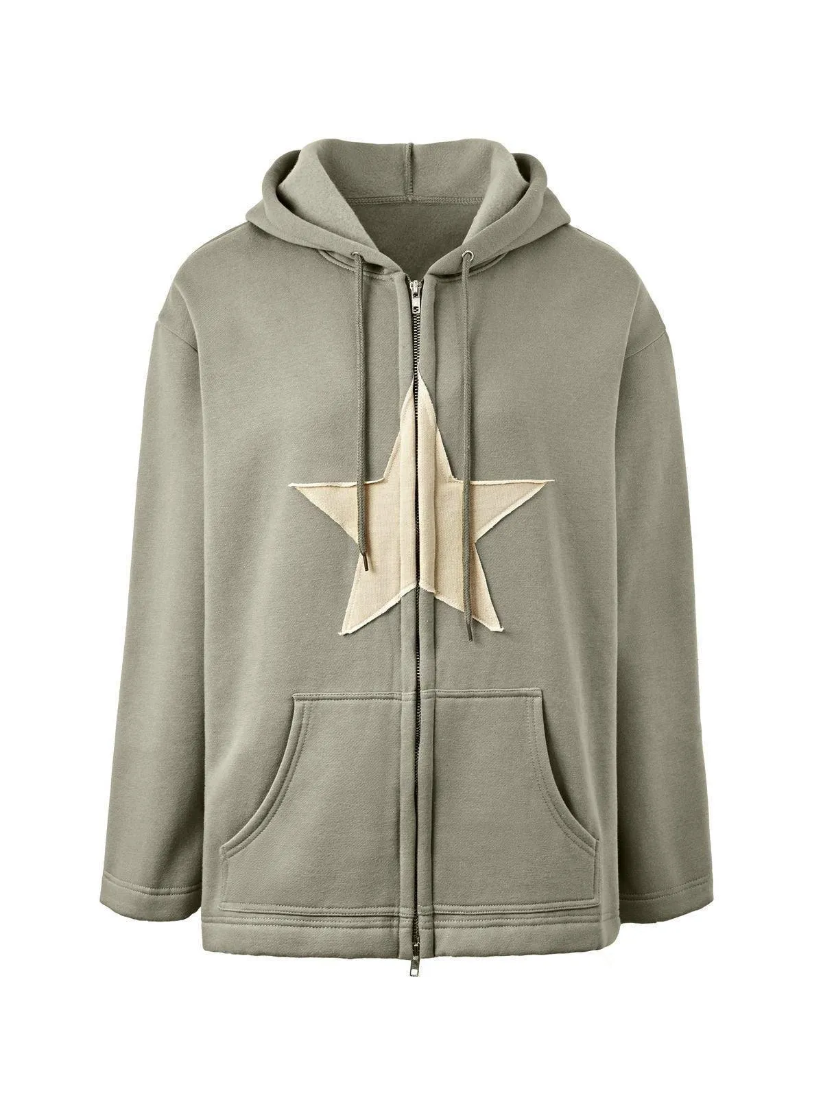 Wenkouban-Spring Casual Outfits Y2K Outfits Vintage Star Patch Baggy Zip Up Hoodie