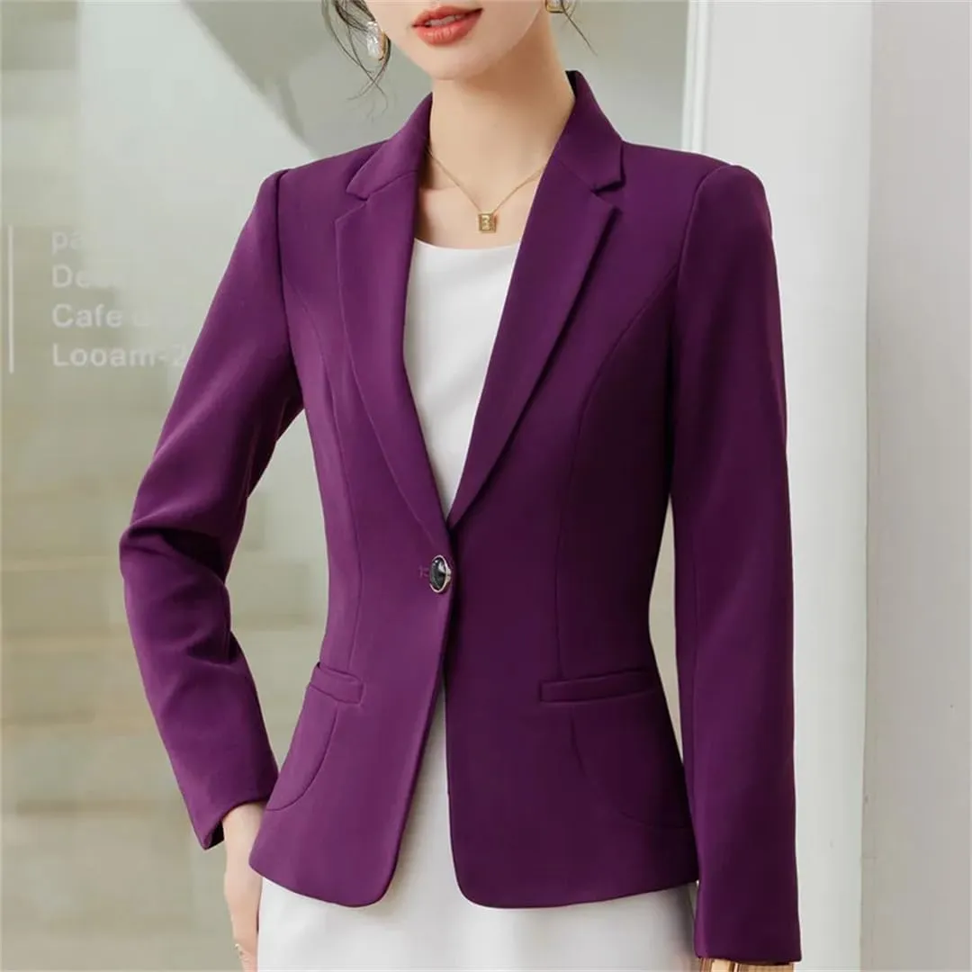 Women Business Work Uniform Office Long Sleeve Elegant Blazer Suits Slim Jacket