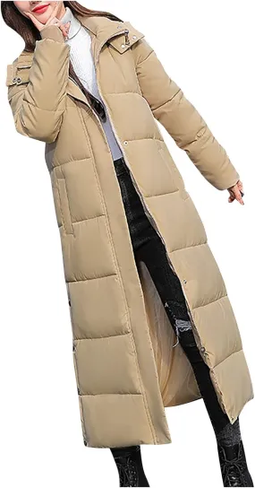 Women Down Puffer Coat Long Lightweight Jacket with Hood Bubble Coat Plus Size Quilted Parka Winter Hoodies