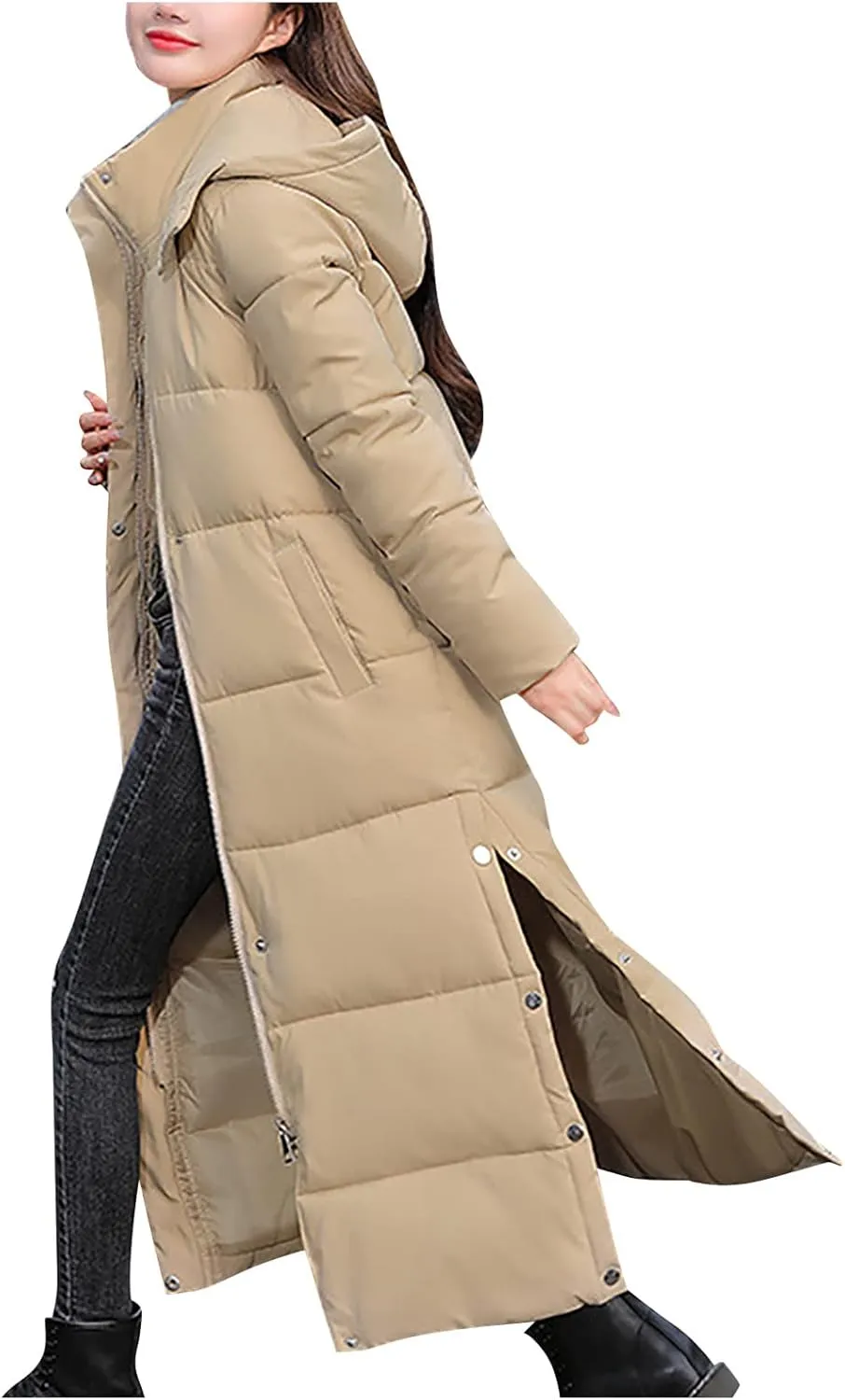 Women Down Puffer Coat Long Lightweight Jacket with Hood Bubble Coat Plus Size Quilted Parka Winter Hoodies