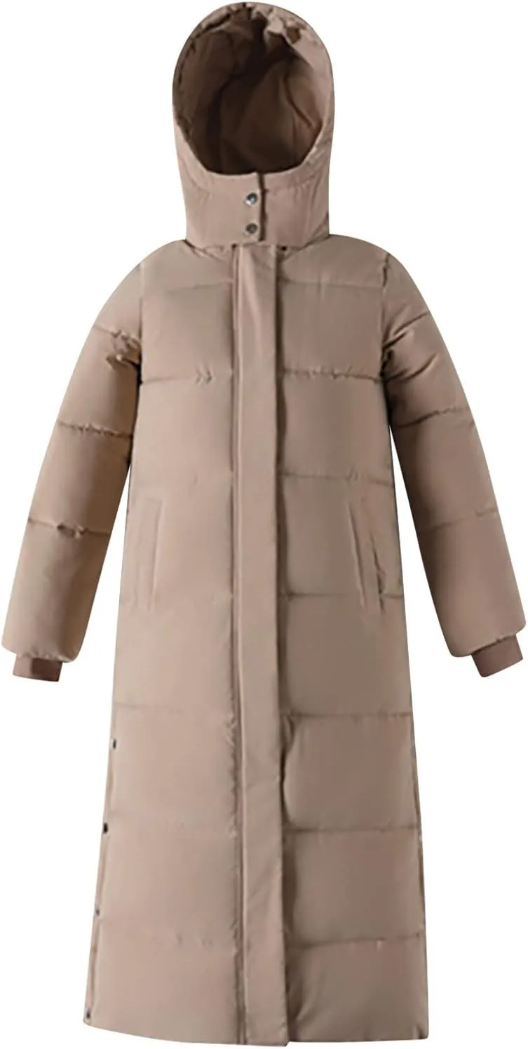 Women Down Puffer Coat Long Lightweight Jacket with Hood Bubble Coat Plus Size Quilted Parka Winter Hoodies