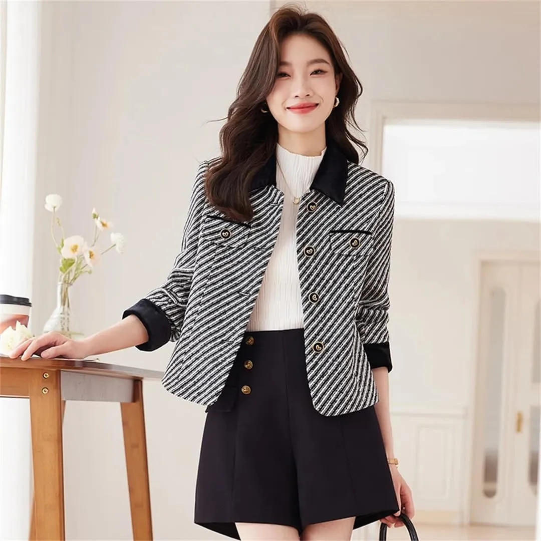 Women Long Sleeve Stripes Jacket Western Style Suit Jacket Weaternwear Coat