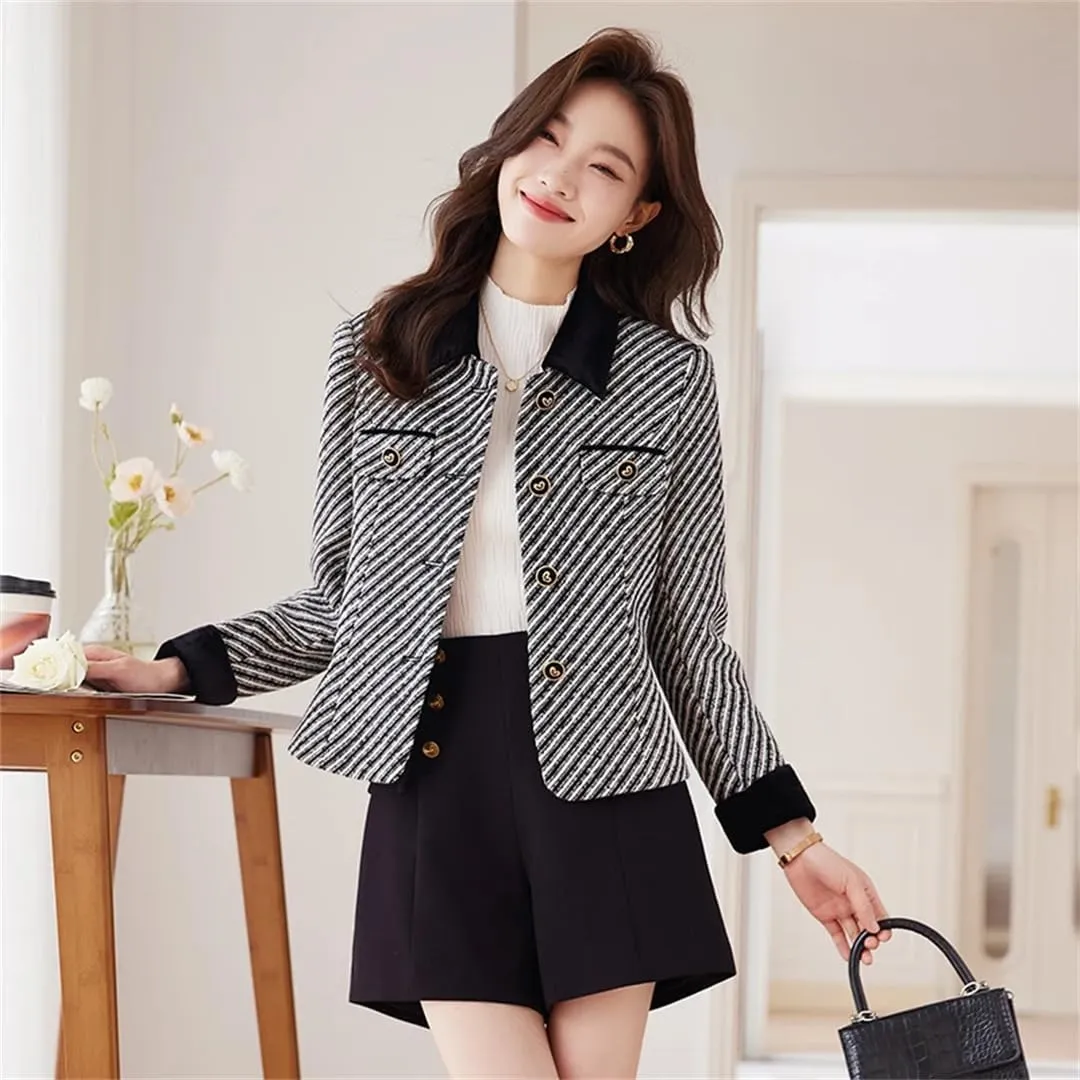 Women Long Sleeve Stripes Jacket Western Style Suit Jacket Weaternwear Coat