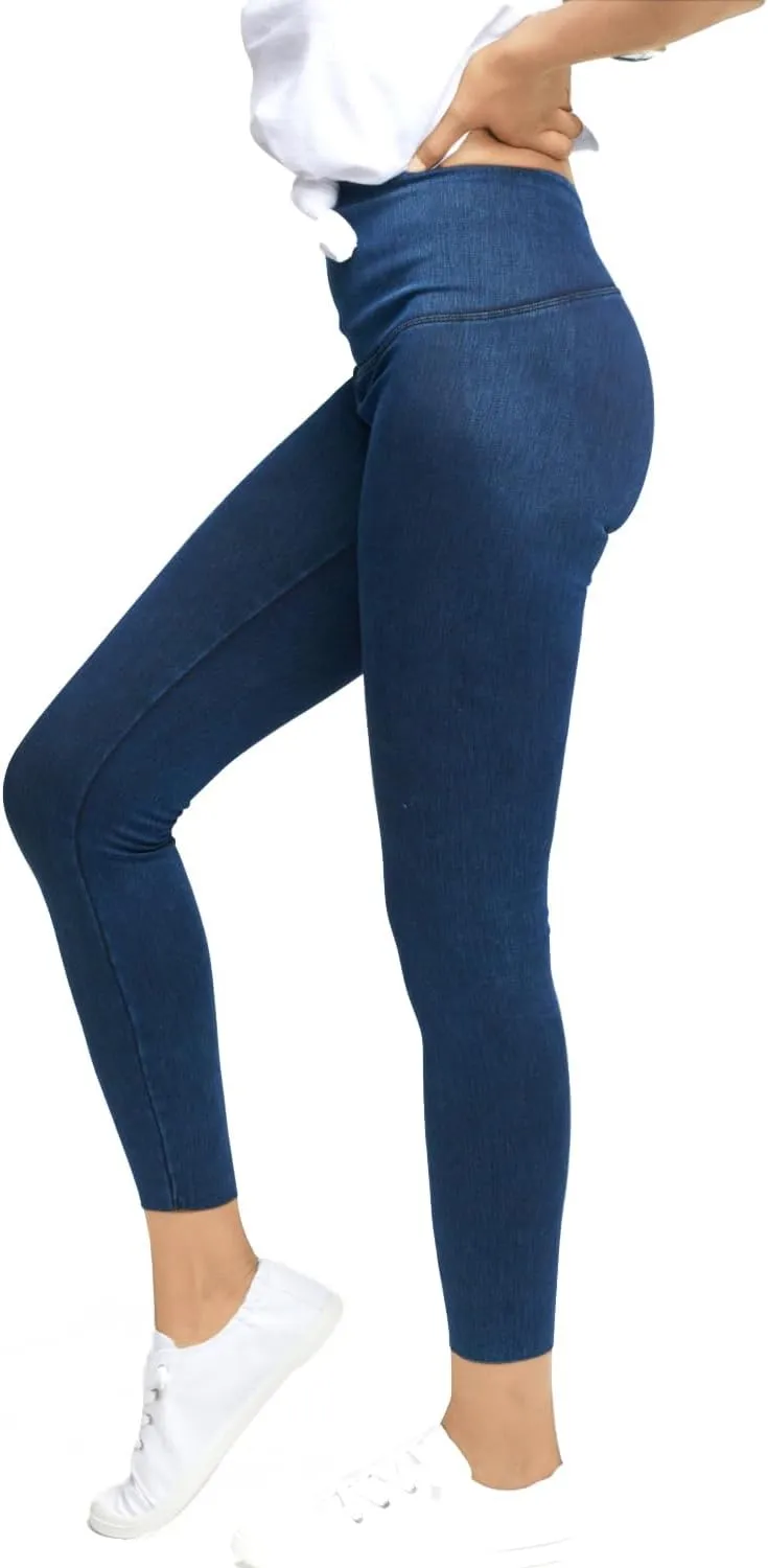 Women's Comfortable Yoga Jeggings with Denim Look Lightweight High Waist Leggings 25" 28"
