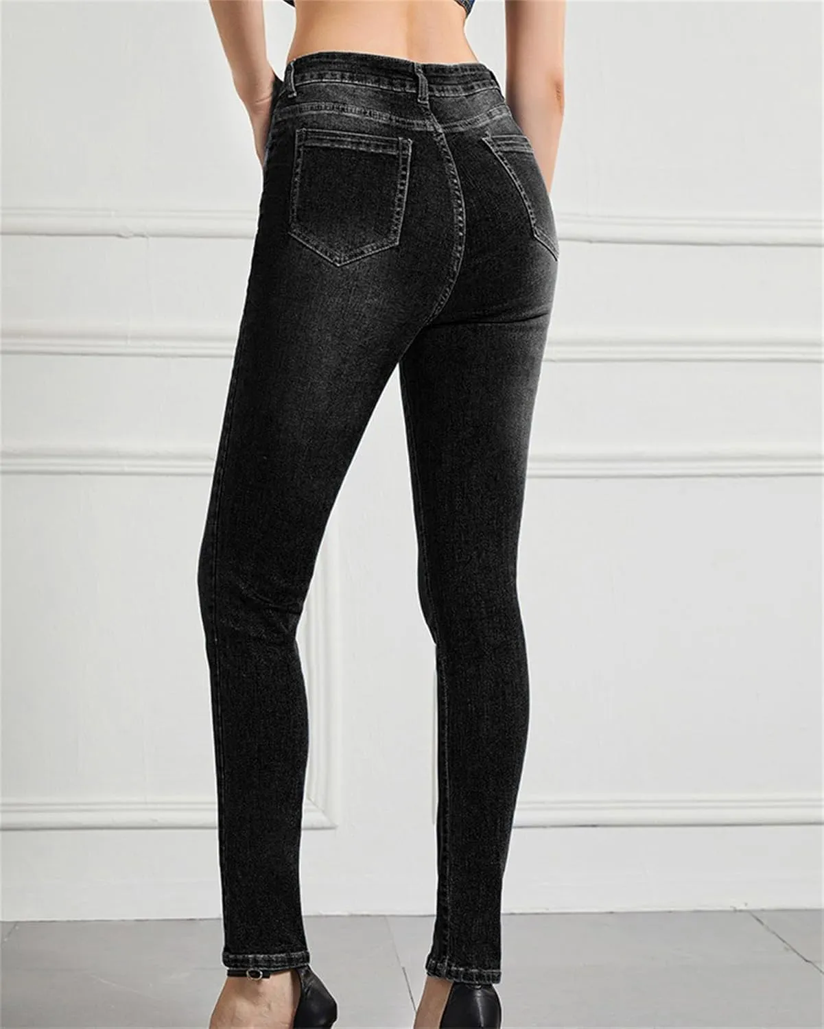 Women's Jeans Stretch High Waisted Skinny Fitted Slim Sexy Butt Lift Women Denim Pants Multi Button Decoration
