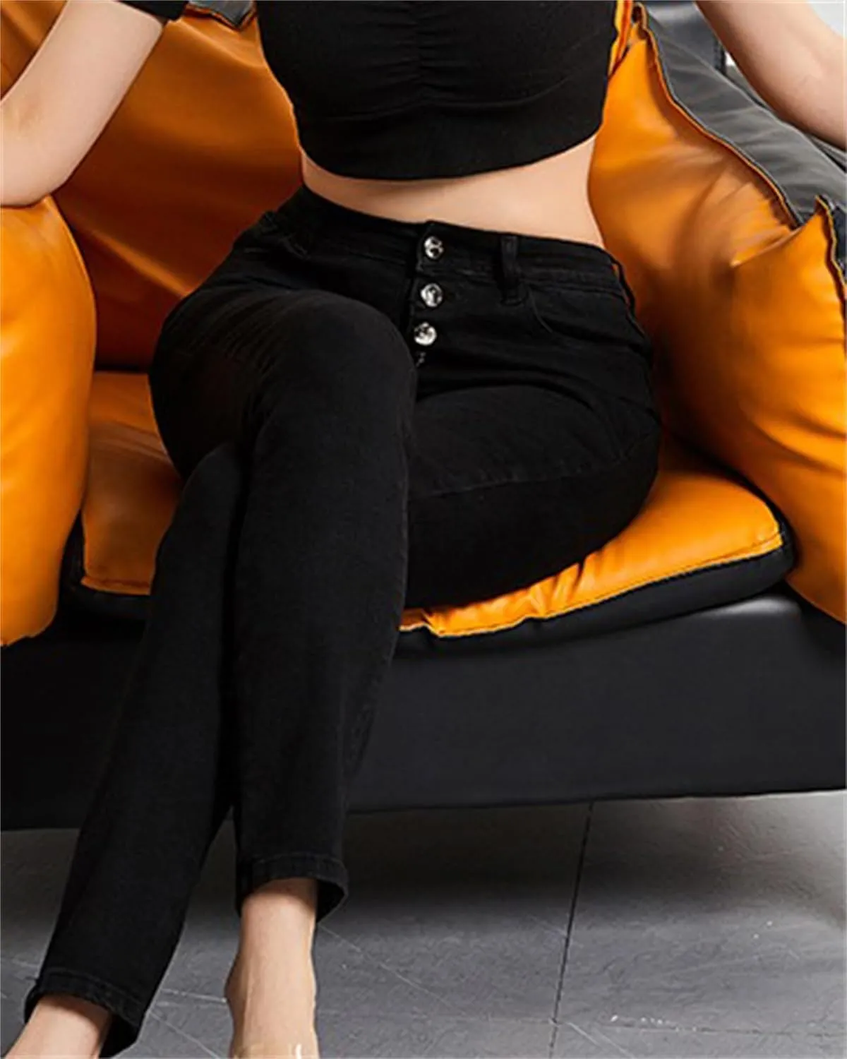 Women's Jeans Stretch High Waisted Skinny Fitted Slim Sexy Butt Lift Women Denim Pants Multi Button Decoration