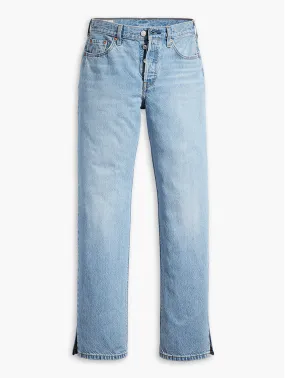 Women's Mid Rise 501 Straight Fit Light Blue Button Fly Jeans