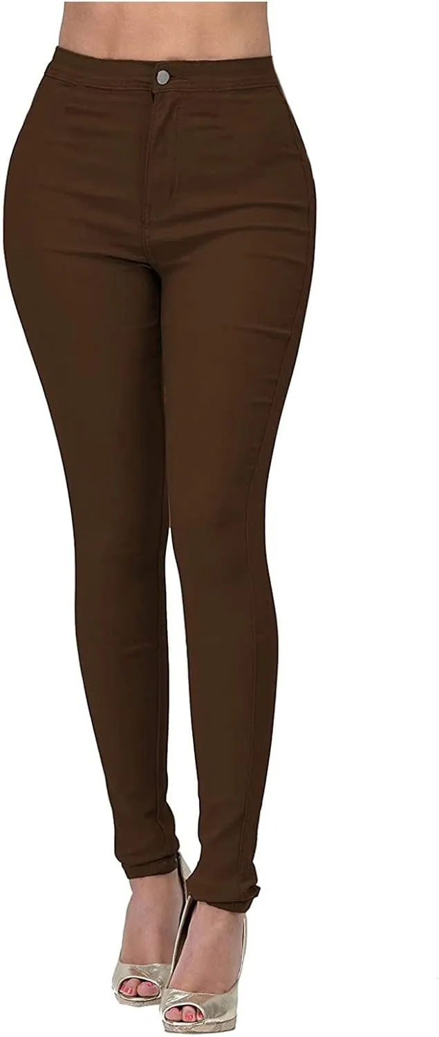 Womens Stretch Jeggings with Pockets Ripped High Waisted Classic Butt Lifting Yoga Leggings Fitted Denim Ankle Jeans