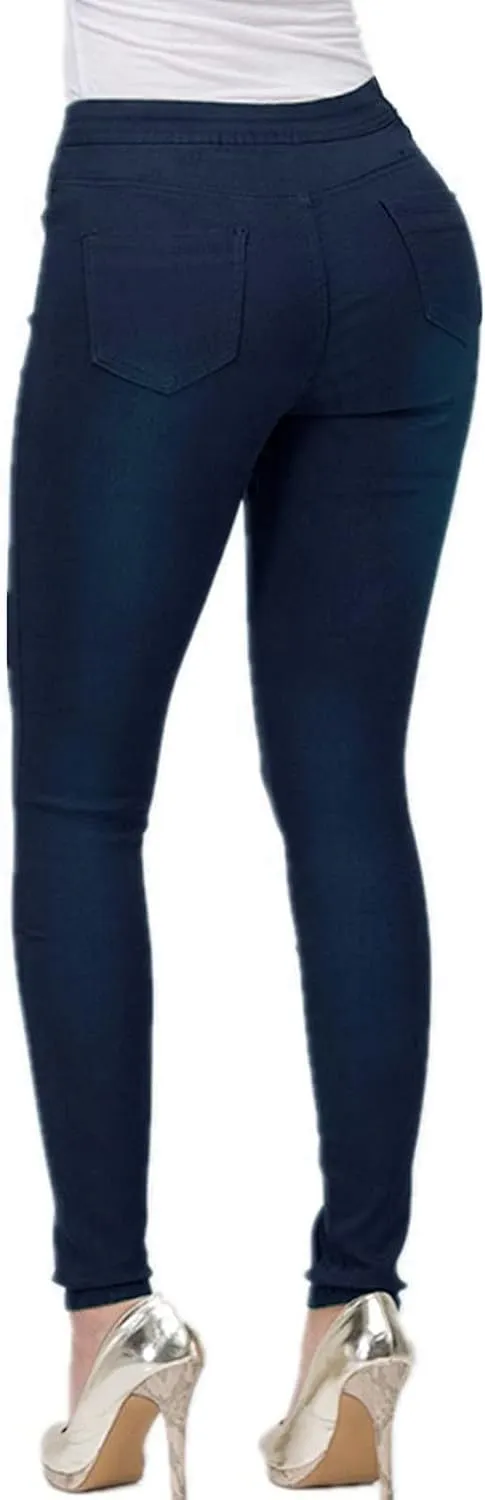 Womens Stretch Jeggings with Pockets Ripped High Waisted Classic Butt Lifting Yoga Leggings Fitted Denim Ankle Jeans