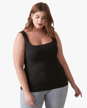 Zina Fitted Squareneck Top | Black